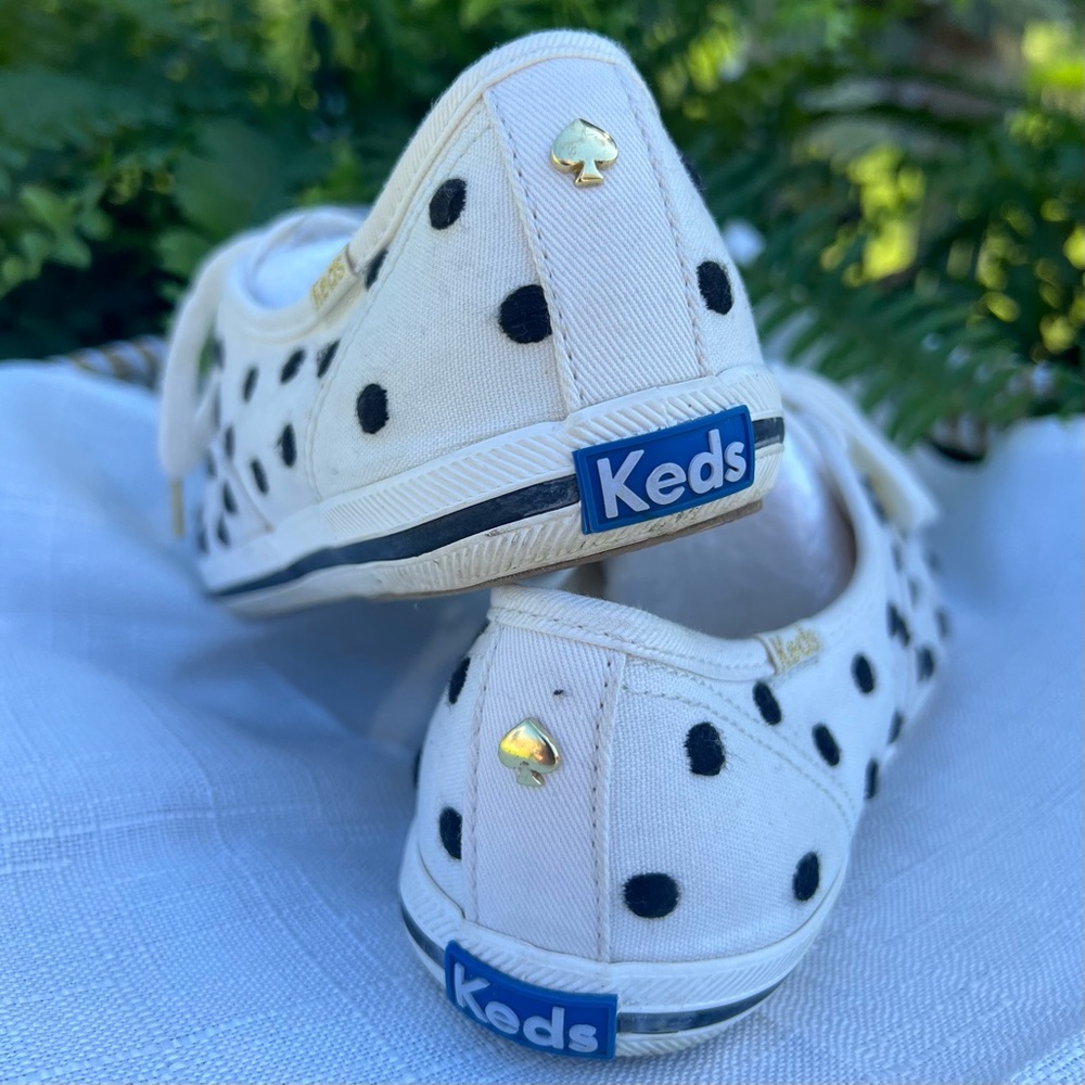 Kate Spade x Keds Polka Dot Sneakers with Gold Accents - Size 7.5